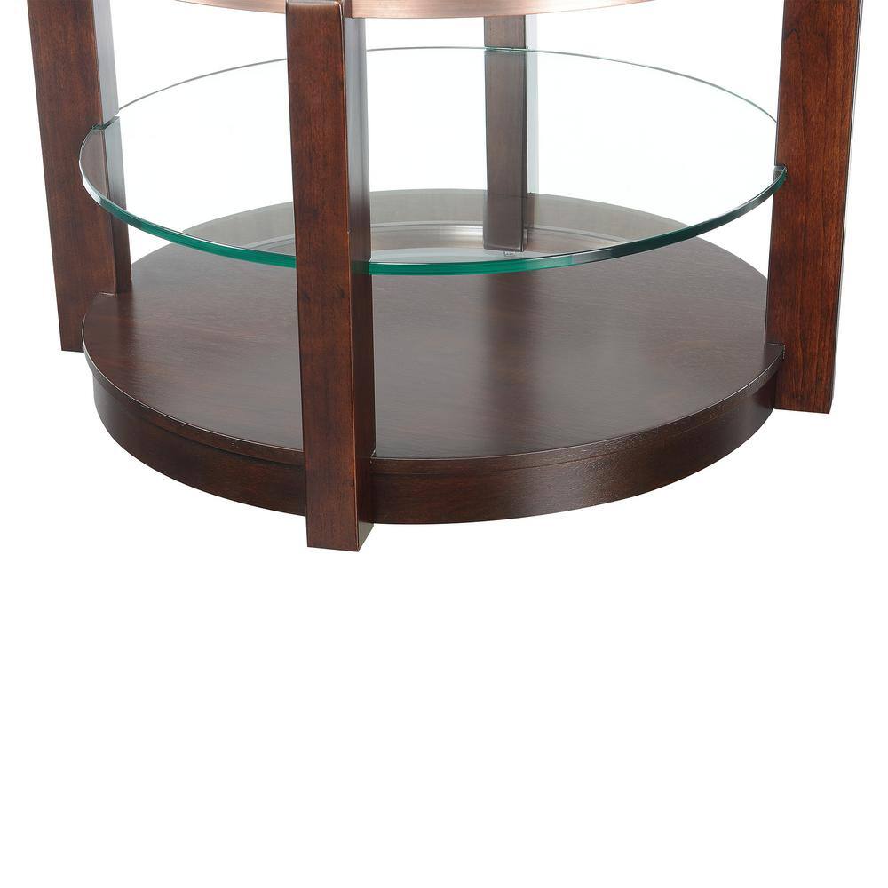 Espresso Finish Glass Top Coffee & End Table Set with Casters