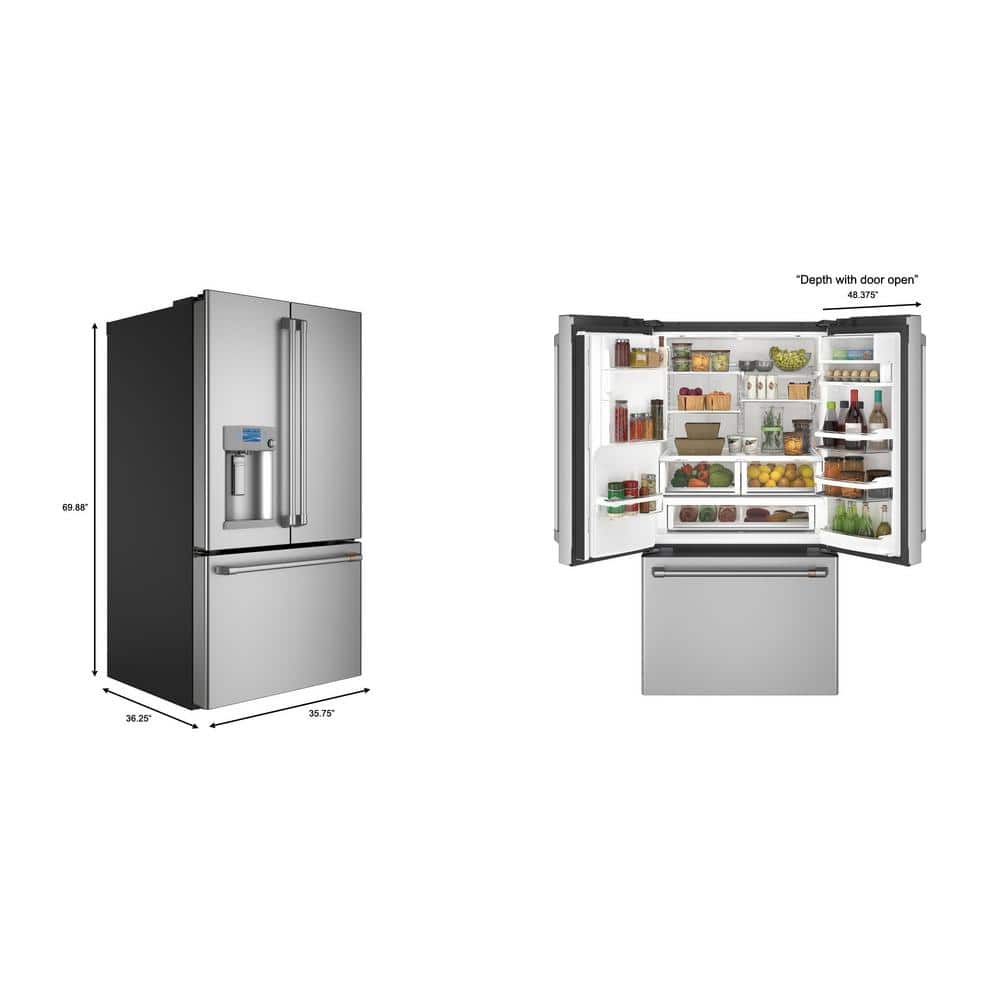 36" Stainless Steel French Door Smart Refrigerator with Hot Water Dispenser
