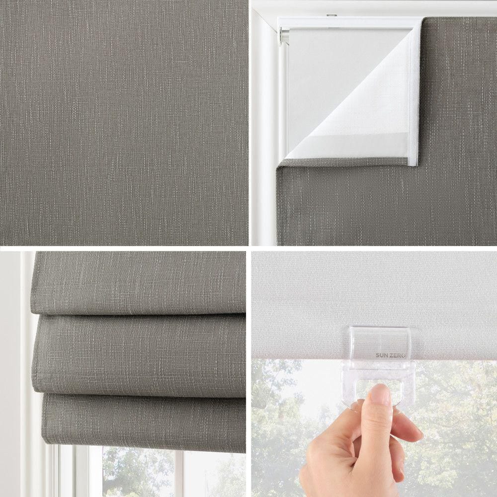 Steel Gray 35" x 64" Textured Blackout Cordless Roman Shade