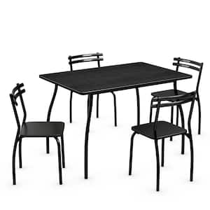 Modern 5-Piece Wood Black Armless Chair
