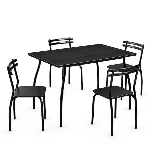 Costway Modern 5-Piece Wood Black Armless Chair