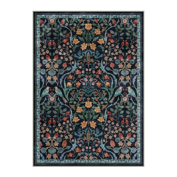 Spring 5 ft. X 7 ft. Blue Floral Area Rug