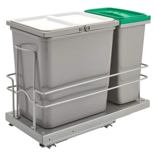Rev-A-Shelf Gray Undermount Pull Out Trash Can Recycle Bin w/Soft-Close