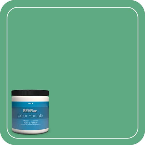 BEHR PREMIUM PLUS 8 oz. #T14-4 Edgewater Satin Enamel Interior/Exterior Paint & Primer Color Sample