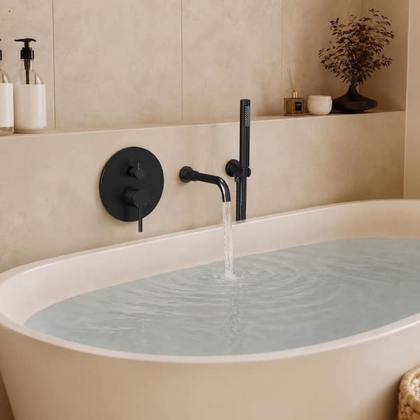 Single Handle 2-Spray Tub and Shower Faucet 2.5 GPM in. Matte Black Valve Included