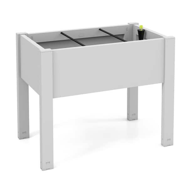 HONEY JOY 30 in. L X 18 in. W. x 24 in. H Water Drainage Hole Detachable Crossbar White Plastic Raised Bed Grow Box