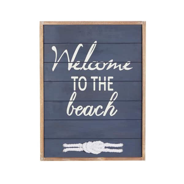 Litton Lane 19 in. x 15 in. Blue Wood Farmhouse Wall Decor