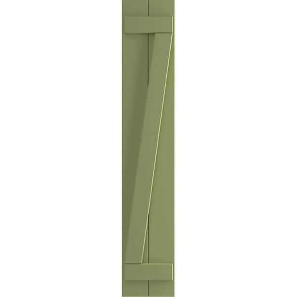 Ekena Millwork 10-3/4 in. x 70 in. True Fit PVC 2-Board Joined Board and Batten Shutters with Z-Bar, Moss Green (Per Pair)