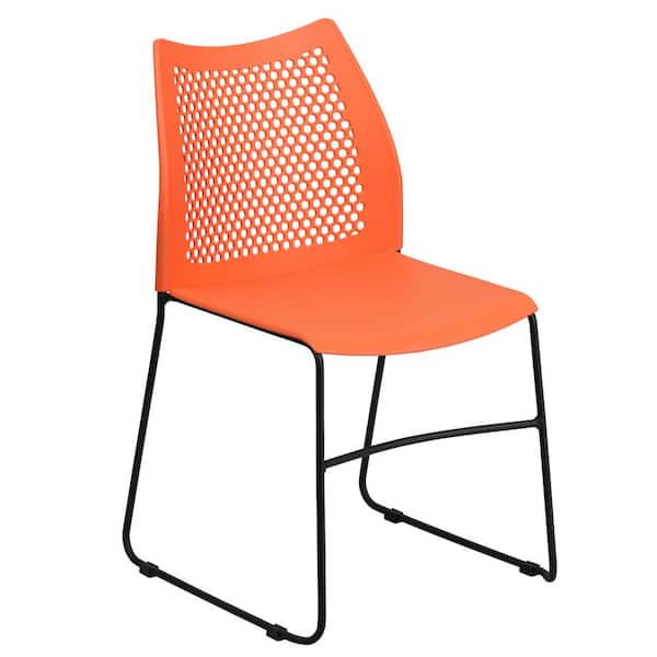 Carnegy Avenue Plastic Stackable Side Chair in Orange