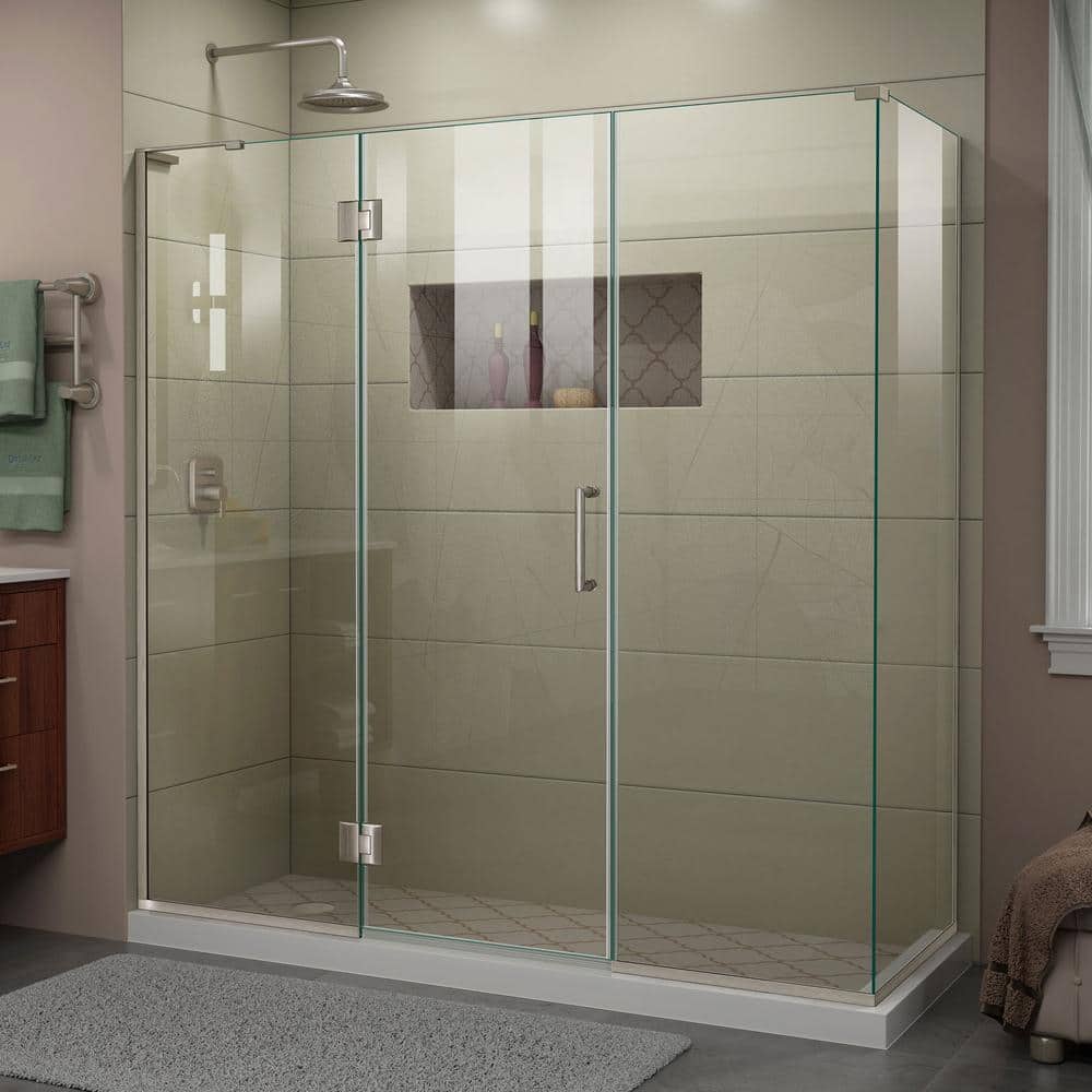 Unidoor-X 69.5 in. W x 34-3/8 in. D x 72 in. H Frameless Hinged Shower Enclosure in Brushed Nickel price history on PriceWatchPro