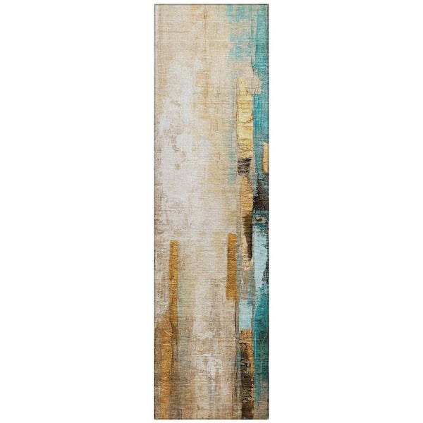 Chantille Machine Washable Indoor/Outdoor Abstract ACN2020 Beige 2 ft. 3 in. x 7 ft. 6 in. Runner Rug