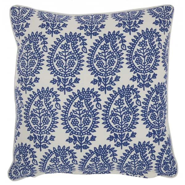 HomeRoots Jordan Blue Geometric Cotton 18 in. X 18 in. Throw Pillow