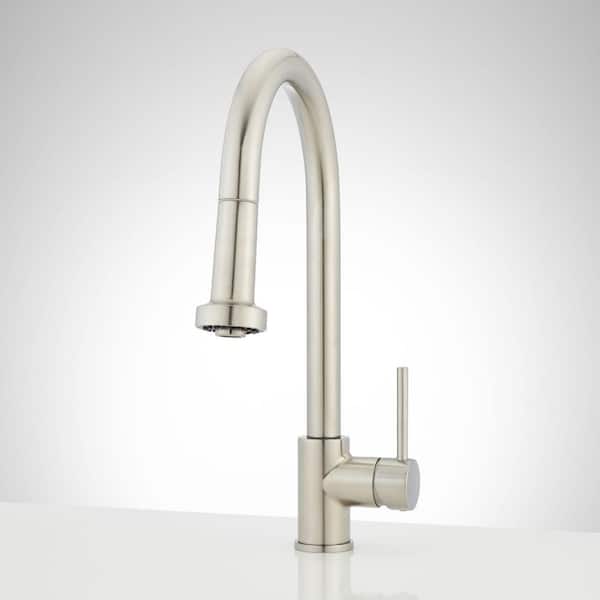 SIGNATURE HARDWARE Ridgeway Single Handle Pull Down Sprayer Kitchen Faucet in Stainless Steel