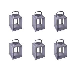 11.75 in. Grey Solar Powered Outdoor Plastic LED Lantern Lamp (6-Pack)