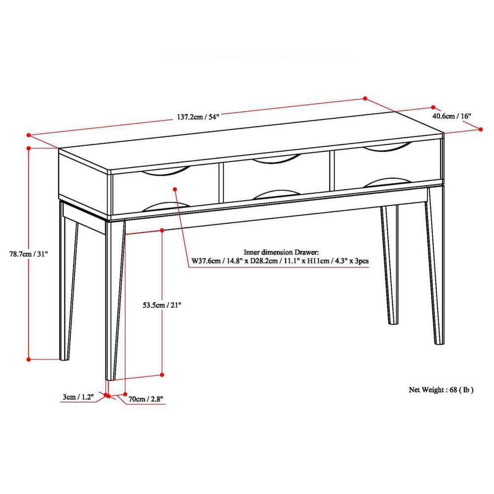 Harper Walnut Brown Solid Wood Console Table with Storage