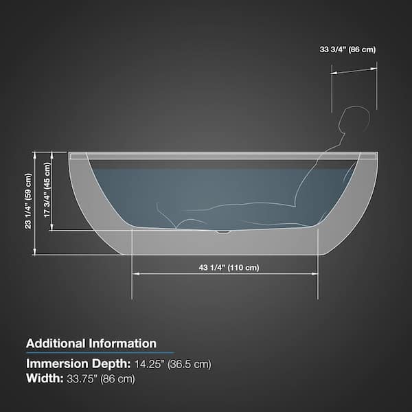 Serenity 71 in. Acrylic Double Slipper Flatbottom Non-Whirlpool Center Drain Bathtub in White