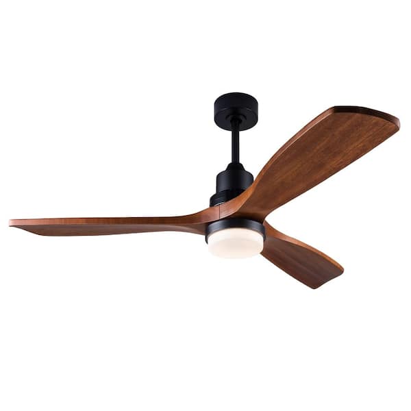52 in. Indoor/Outdoor LED Black Walnut Downrod Ceiling Fan with 3CCT Dimming