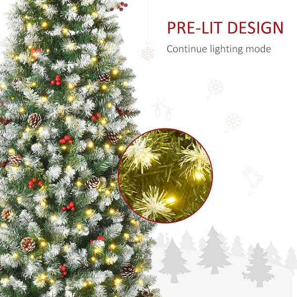 HOMCOM 6 ft. Tall Pencil Artificial Christmas Tree Holiday Decor with 618  Branches, Auto Open, Steel Base, Pine Needles, Green 830-737V00GN - The  Home Depot
