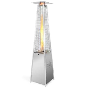 48,000 BTU Propane-Fired Pyramid Patio Heater with Stainless Steel Design and Ignition Ideal for Backyard Balcony