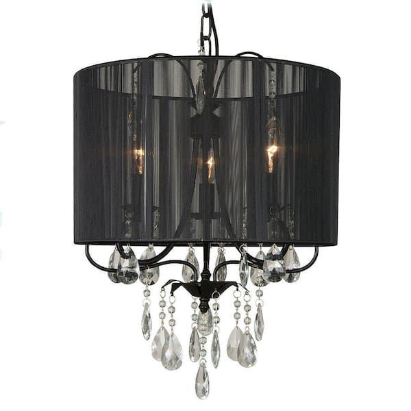 Filament Design Xavier 3-Light Black Incandescent Ceiling Chandelier