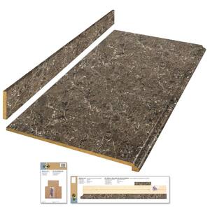 4 ft. Brown Laminate Countertop Kit with Full Wrap Ogee Edge in Breccia Marble