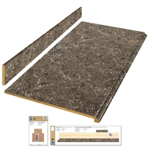 8 ft. Brown Laminate Countertop Kit with Full Wrap Ogee Edge in Breccia Marble