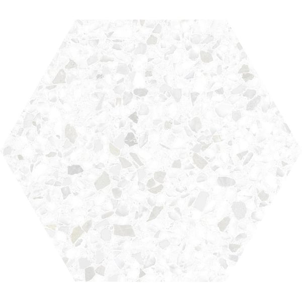 Apollo Tile Terra Mia 8.1 in. x 9.25 in. Matte White Porcelain Hexagon Wall and Floor Tile (9.93 sq. ft./case) (25-pack)