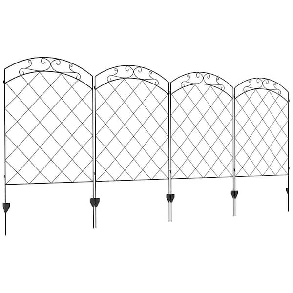 cadeninc 11.4 ft. W x 43 in. H Garden Steel Spaced Picket Arched Top Fence Panels, for Yard, Patio, Outdoor Decor, Arched Vines