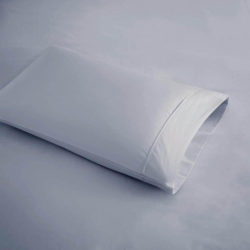 Full Blue Cotton Polyester Cooling Sheet Set with Pillow Covers