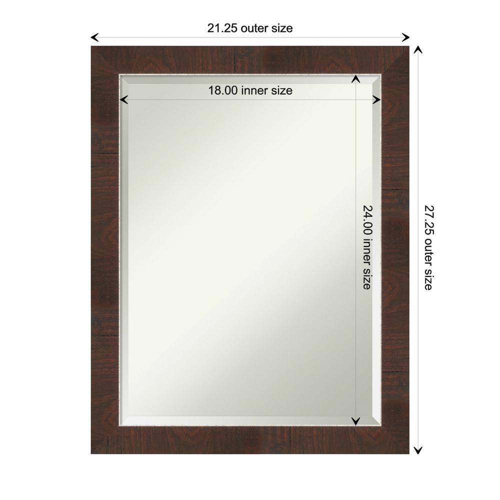 Wildwood Brown and Silver Wood Framed Rectangular Wall Mirror