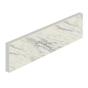 24.5 in. D L . x 4 in. D Engineered Composite Countertop Sidesplash in Calcutta Blanc with Satin Finish