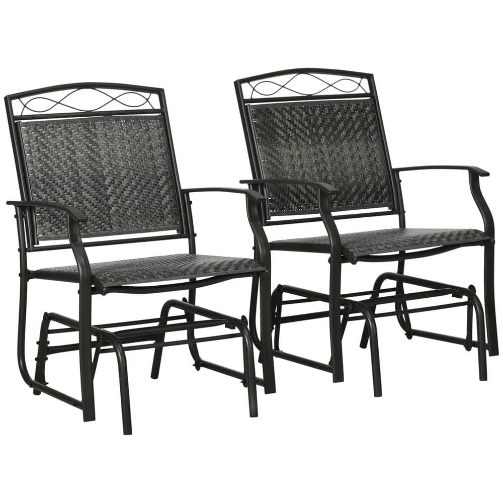 Outsunny Outdoor Gray PE Rattan Plastic Outdoor Glider (Set of 2) 867