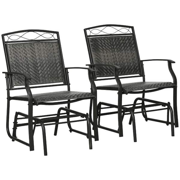 Outsunny Outdoor Gray PE Rattan Plastic Outdoor Glider (Set of 2)