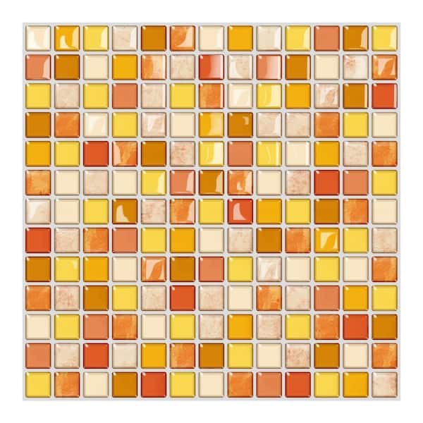 Jeedeson 10 in. x 10 in. PET Peel and Stick Wall Tile Backsplash in Yellow for Kitchen and Bathroom (10-Pack)
