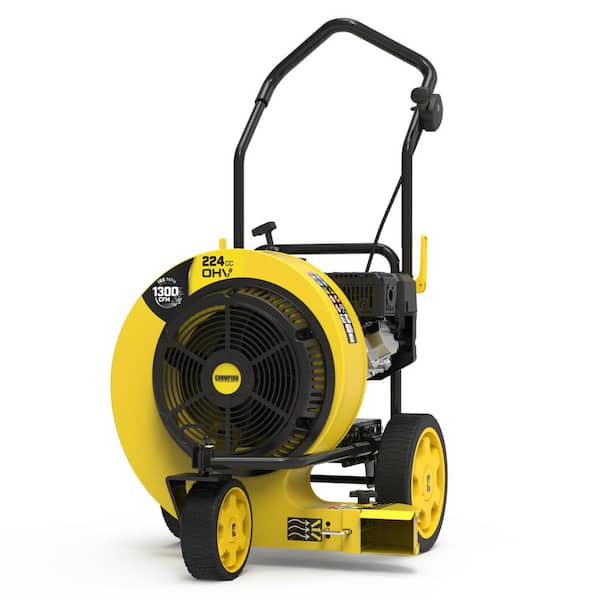Champion Power Equipment 160 MPH 1300 CFM 224 cc Walk-Behind Gas Leaf Blower with Swivel Front Wheel and 90-Degree Flow Diverter