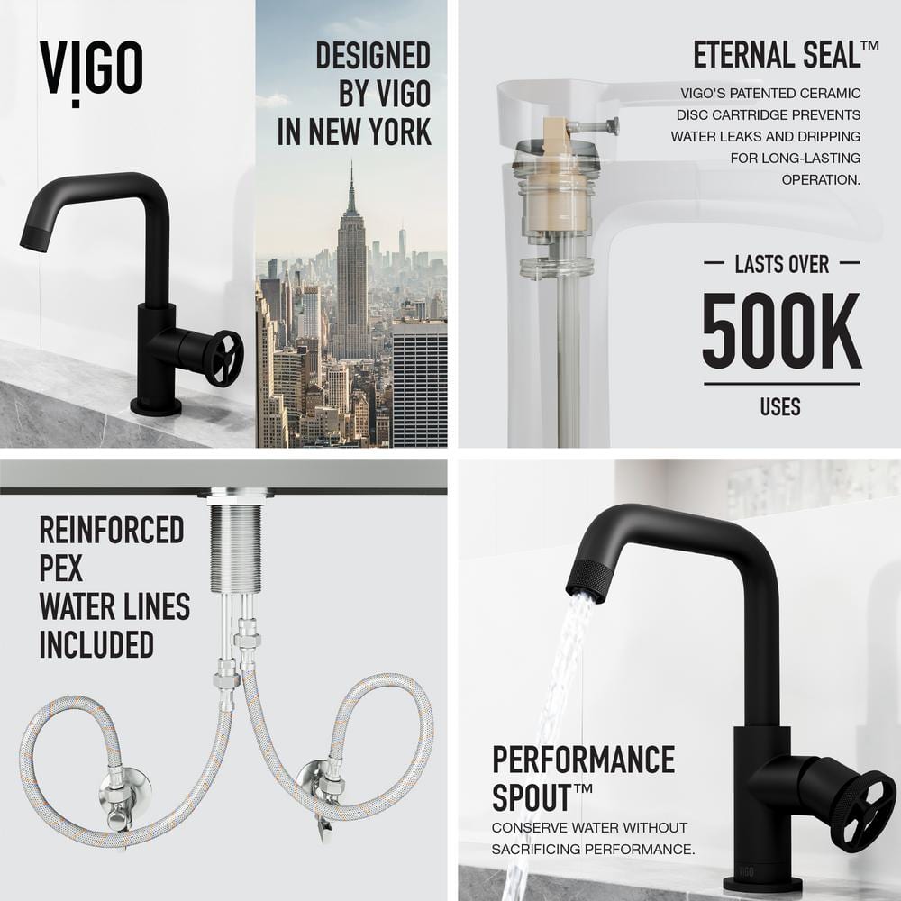 Cass 9'' High Aerodynamic Wheel Handle Matte Black Bathroom Faucet