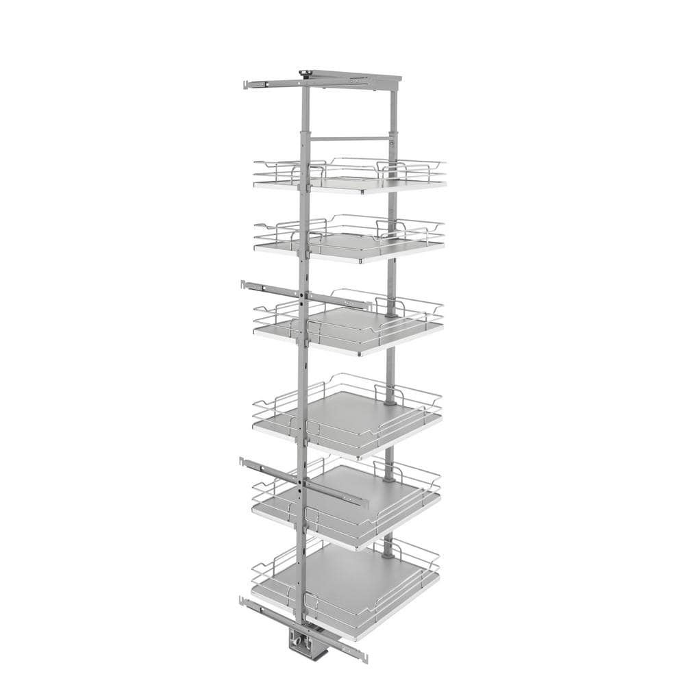 Rev-A-Shelf 19 in. Chrome Gray Solid Bottom Pantry Pullout with Soft ...