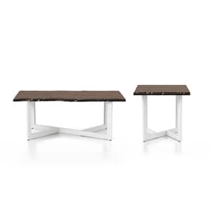 Bayly 2-Piece 48 in. Oak/White Large Rectangle Wood Coffee Table Set