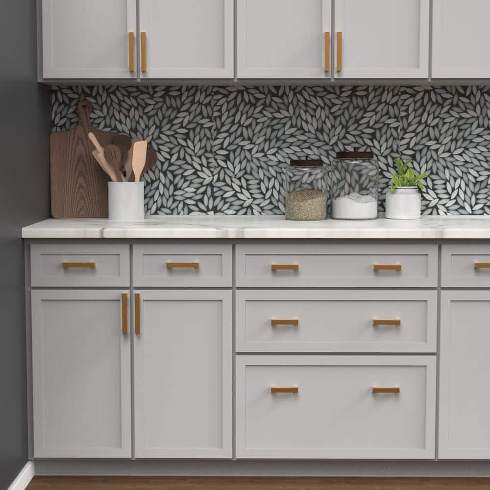 Brushed Brass Modern Bar Pulls with Mounting Hardware
