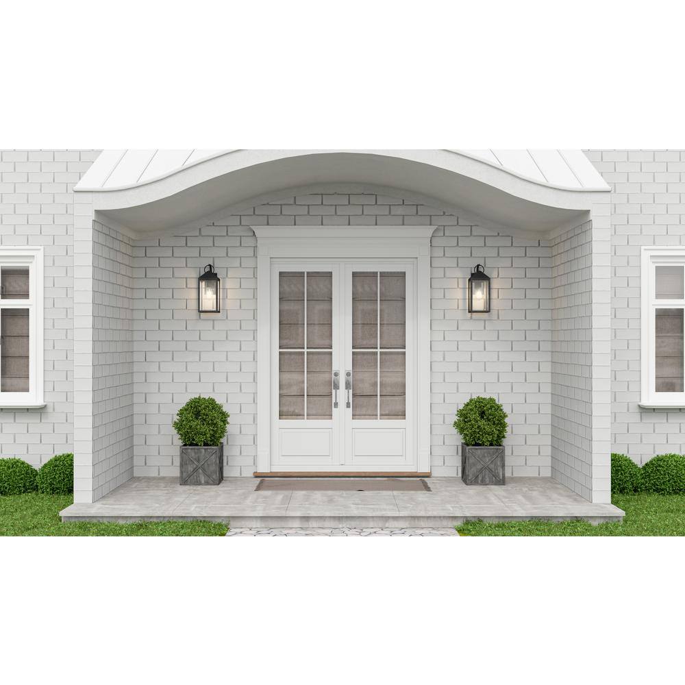 Thorpe 15" Mottled Black Metal Outdoor Wall Sconce