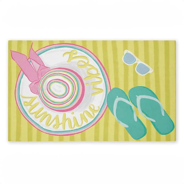 Endless Sunshine Vibes Yellow 18 in. x 30 in. Polyester Non-Slip Outdoor Door Mat