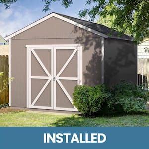 Professionally Installed Rookwood 10 ft. x 12 ft. Outdoor Wood Shed with Smartside- Driftwood Grey Shingle (120 sq. ft.)