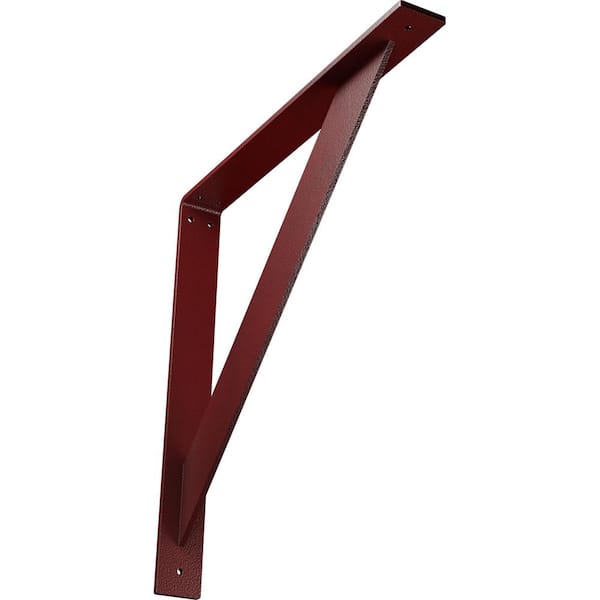 Ekena Millwork 2 in. x 18 in. x 18 in. Steel Hammered Bright Red Traditional Bracket