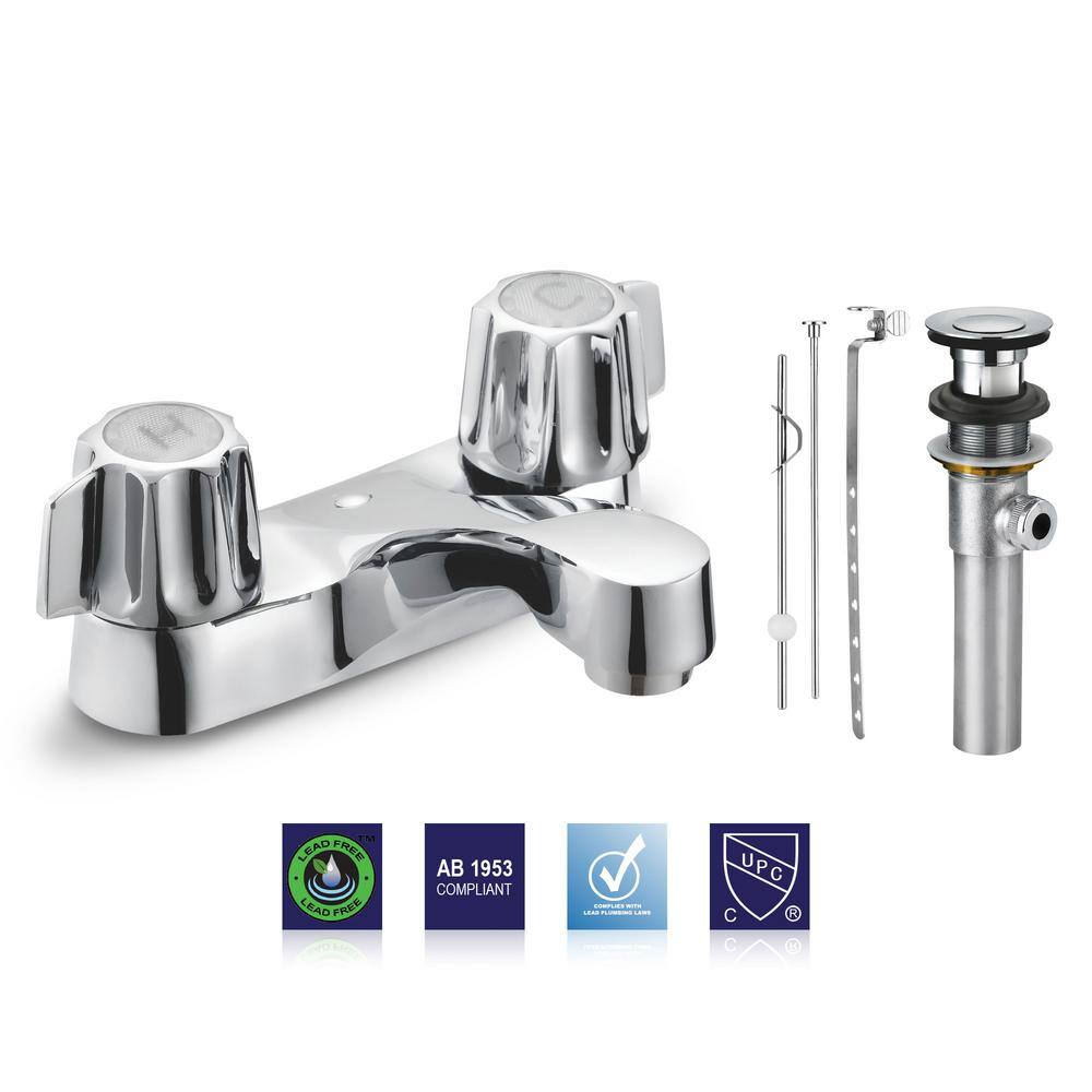 Polished Chrome Double Handle Brass Bathroom Faucet