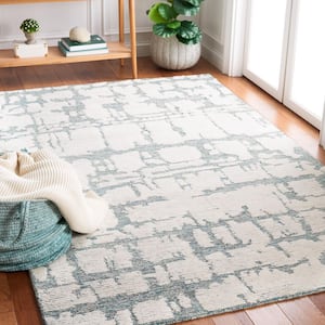 Martha Stewart Teal/Ivory 4 ft. x 6 ft. Abstract Area Rug