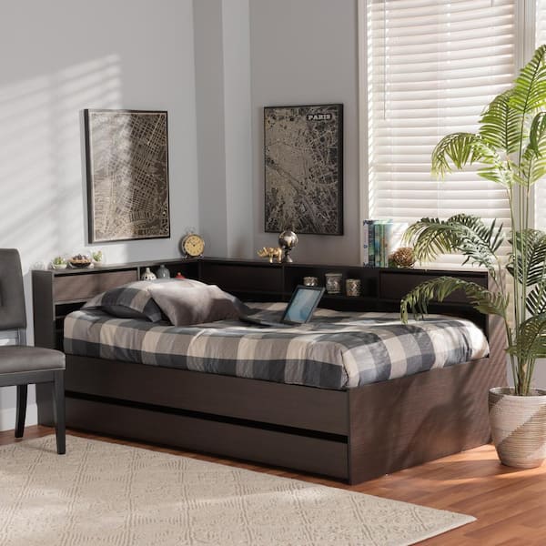 Baxton Studio Faraday Dark brown Twin Platform Bed 195 12433 HD