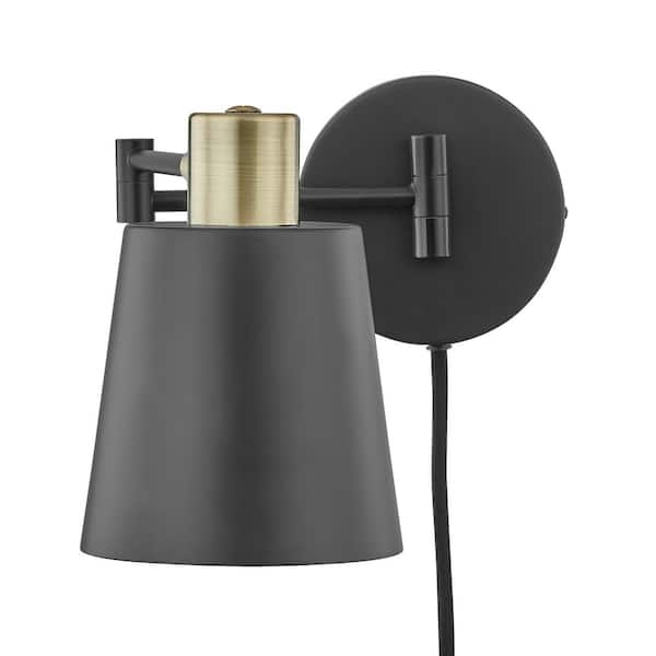 Light Society Alexi Plug In Wall Sconce Black Ls W280 Bk The Home Depot - Home Depot Wall Sconce Plug In