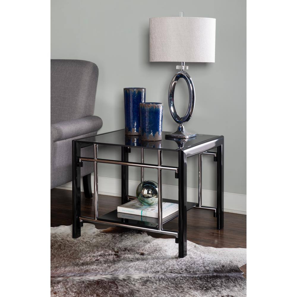 Linon Home Decor Giselle 26 in. W Black Square Glass end table (set of