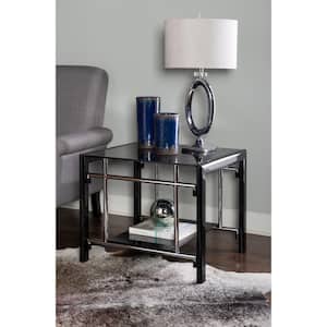 Giselle 26 in. W Black Square Glass end table (set of 2)