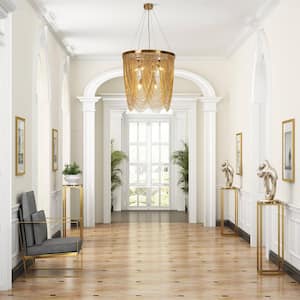 Tracienuri 7-Light Plating Brass Circle Chandelier with Gold Metal Chain fringe